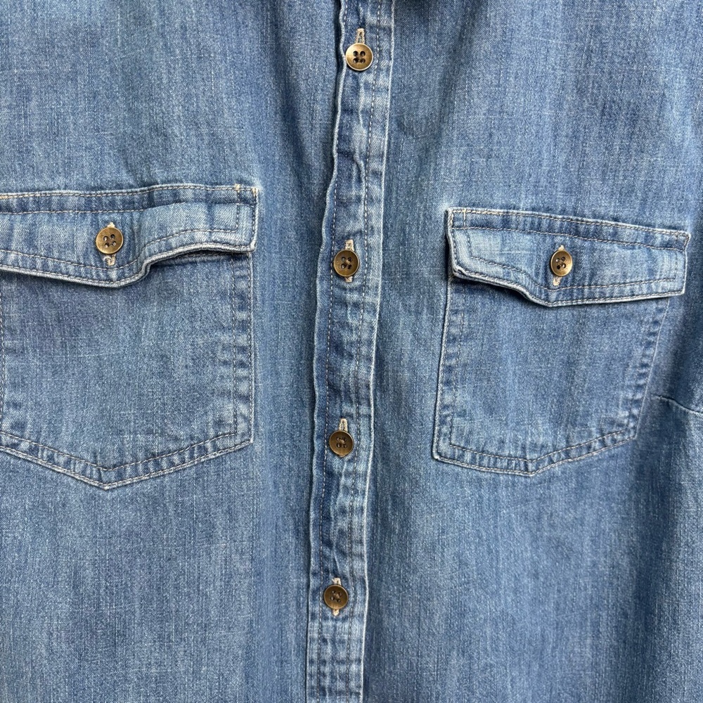 Market & Spruce Blue Weighted Rugged Denim Women’s XXL Button-Up Shirt - Picture 5 of 6